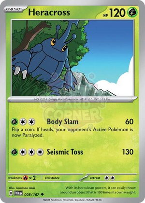 Pokemon TCG - SV06: Twilight Masquerade - Heracross - 008/167 - Reverse Holofoil