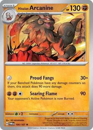 Pokemon TCG - SV06: Twilight Masquerade - Hisuian Arcanine - 100/167 - Reverse Holofoil