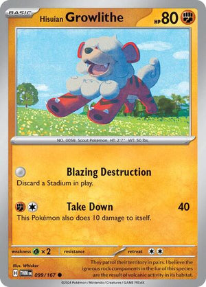 Pokemon TCG - SV06: Twilight Masquerade - Hisuian Growlithe - 099/167 - Reverse Holofoil