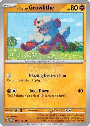 Pokemon TCG - SV06: Twilight Masquerade - Hisuian Growlithe - 099/167