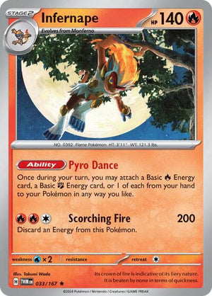 Pokemon TCG - SV06: Twilight Masquerade - Infernape - 033/167 - Reverse Holofoil