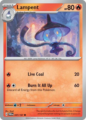 Pokemon TCG - SV06: Twilight Masquerade - Lampent - 037/167 - Reverse Holofoil