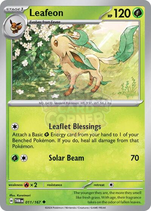 Pokemon TCG - SV06: Twilight Masquerade - Leafeon - 011/167 - Reverse Holofoil