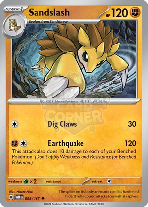 Pokemon TCG - SV06: Twilight Masquerade - Sandslash - 098/167 - Reverse Holofoil