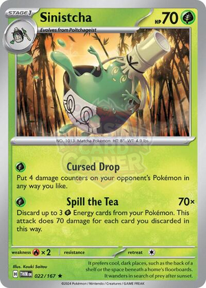 Pokemon TCG - SV06: Twilight Masquerade - Sinistcha - 022/167 - Holofoil