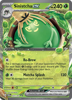 Pokemon TCG - SV06: Twilight Masquerade - Sinistcha ex - 023/167 - Holofoil