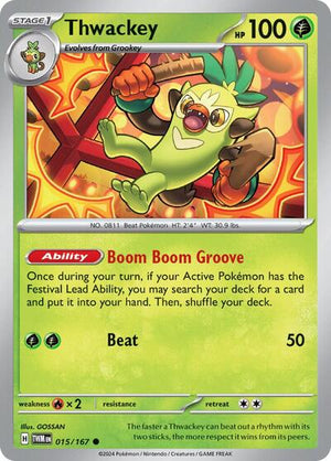 Pokemon TCG - SV06: Twilight Masquerade - Thwackey - 015/167