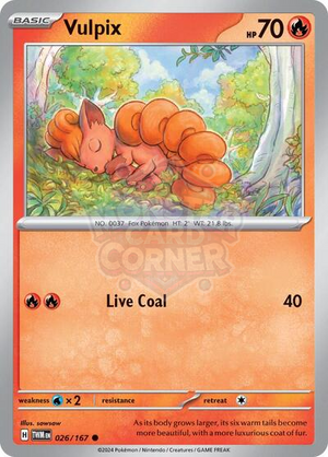Pokemon TCG - SV06: Twilight Masquerade - Vulpix - 026/167 - Reverse Holofoil