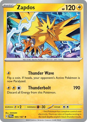 Pokemon TCG - SV06: Twilight Masquerade - Zapdos - 065/167 - Reverse Holofoil