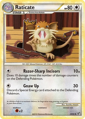 Pokemon TCG - Undaunted - Raticate - 34/90 - Reverse Holofoil