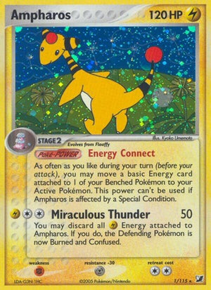 Pokemon TCG - EX Unseen Forces - Ampharos - 1/115 - Reverse Holofoil