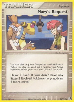 Pokemon TCG - EX Unseen Forces - Mary's Request - 86/115 - Reverse Holofoil