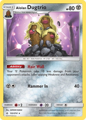 Pokemon TCG - SM - Unbroken Bonds - Alolan Dugtrio - 122/214