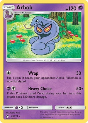 Pokemon TCG - SM - Unbroken Bonds - Arbok - 63/214 - Reverse Holofoil