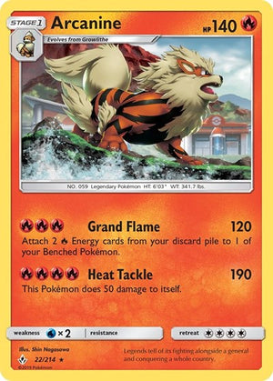 Pokemon TCG - SM - Unbroken Bonds - Arcanine - 22/214 - Reverse Holofoil