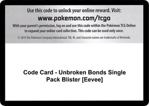 Pokemon TCG - SM - Unbroken Bonds - Code Card - Unbroken Bonds Single Pack Blister
