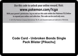 Pokemon TCG - SM - Unbroken Bonds - Code Card - Unbroken Bonds Single Pack Blister