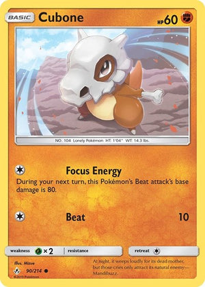 Pokemon TCG - SM - Unbroken Bonds - Cubone - 90/214 - Reverse Holofoil