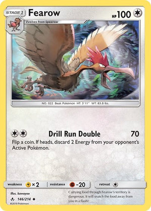 Pokemon TCG - SM - Unbroken Bonds - Fearow - 146/214 - Reverse Holofoil