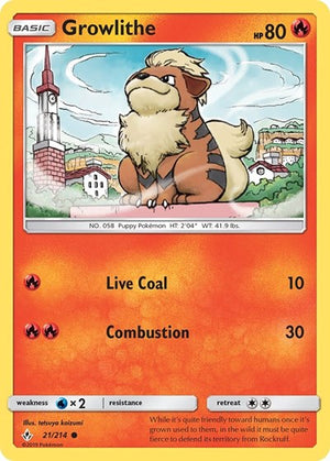 Pokemon TCG - SM - Unbroken Bonds - Growlithe - 21/214 - Reverse Holofoil