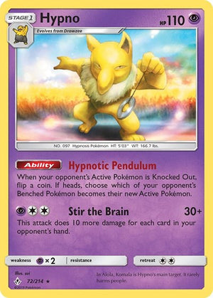 Pokemon TCG - SM - Unbroken Bonds - Hypno - 72/214