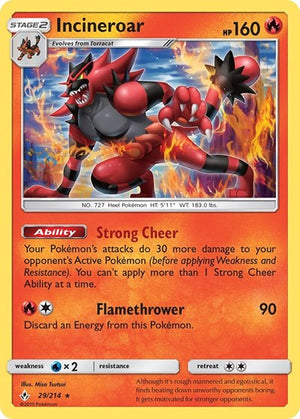 Pokemon TCG - SM - Unbroken Bonds - Incineroar - 29/214 - Reverse Holofoil