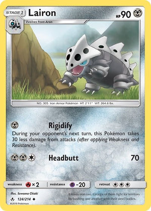 Pokemon TCG - SM - Unbroken Bonds - Lairon - 124/214 - Reverse Holofoil