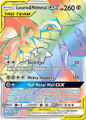 Pokemon TCG - SM - Unbroken Bonds - Lucario & Melmetal GX - 224/214 - Holofoil