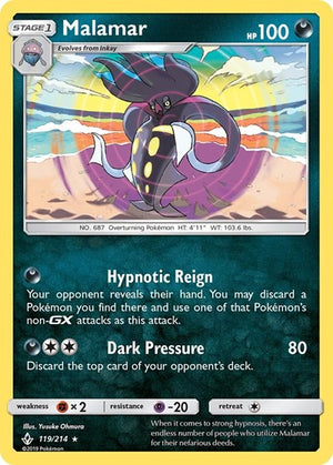 Pokemon TCG - SM - Unbroken Bonds - Malamar - 119/214 - Reverse Holofoil