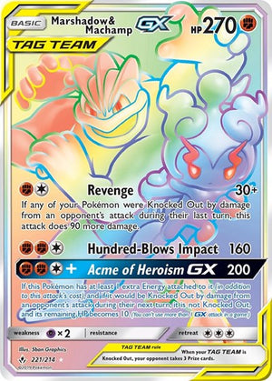 Pokemon TCG - SM - Unbroken Bonds - Marshadow & Machamp GX - 221/214 - Holofoil