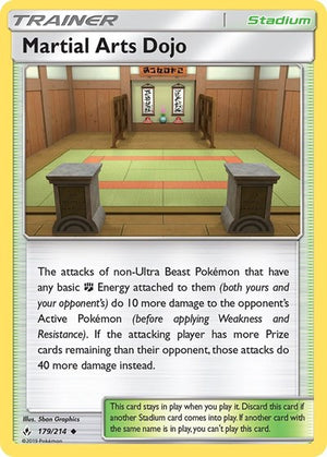 Pokemon TCG - SM - Unbroken Bonds - Martial Arts Dojo - 179/214 - Reverse Holofoil