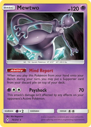 Pokemon TCG - SM - Unbroken Bonds - Mewtwo - 75/214 - Reverse Holofoil