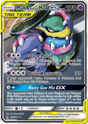 Pokemon TCG - SM - Unbroken Bonds - Muk & Alolan Muk GX - 197/214 - Holofoil