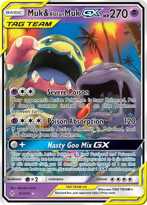 Pokemon TCG - SM - Unbroken Bonds - Muk & Alolan Muk GX - 61/214 - Holofoil