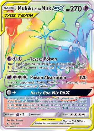 Pokemon TCG - SM - Unbroken Bonds - Muk & Alolan Muk GX - 220/214 - Holofoil