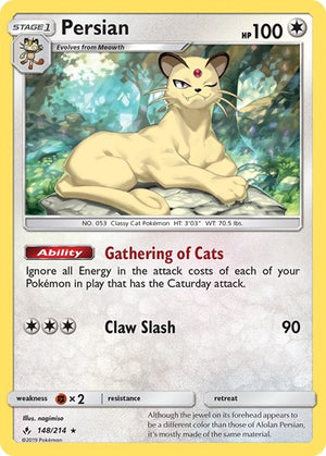 Pokemon TCG - SM - Unbroken Bonds - Persian - 148/214 - Reverse Holofoil