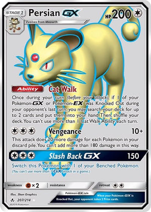 Pokemon TCG - SM - Unbroken Bonds - Persian GX - 207/214 - Holofoil