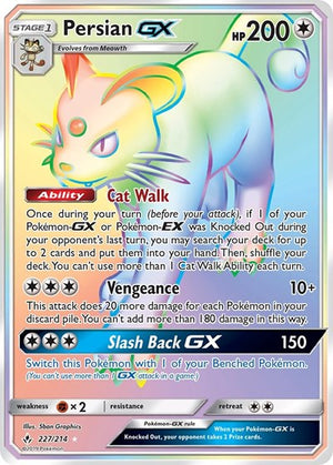 Pokemon TCG - SM - Unbroken Bonds - Persian GX - 227/214 - Holofoil