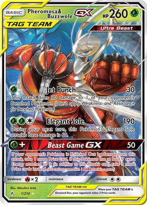 Pokemon TCG - SM - Unbroken Bonds - Pheromosa & Buzzwole GX - 1/214 - Holofoil