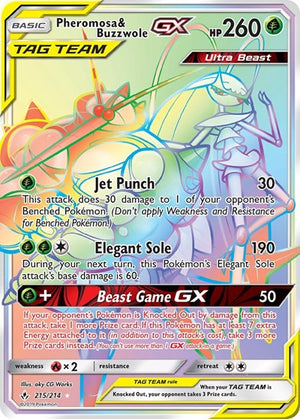 Pokemon TCG - SM - Unbroken Bonds - Pheromosa & Buzzwole GX - 215/214 - Holofoil
