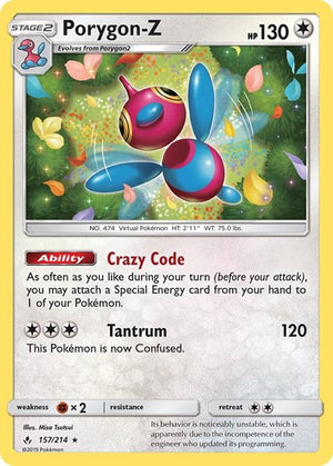 Pokemon TCG - SM - Unbroken Bonds - Porygon-Z - 157/214 - Holofoil