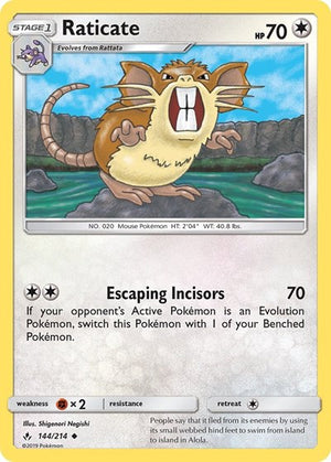 Pokemon TCG - SM - Unbroken Bonds - Raticate - 144/214