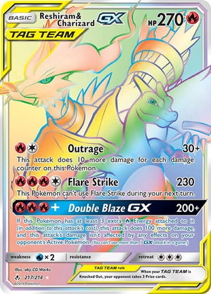 Pokemon TCG - SM - Unbroken Bonds - Reshiram & Charizard GX - 217/214 - Holofoil