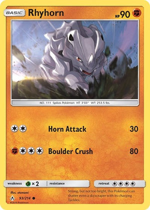 Pokemon TCG - SM - Unbroken Bonds - Rhyhorn - 93/214 - Reverse Holofoil