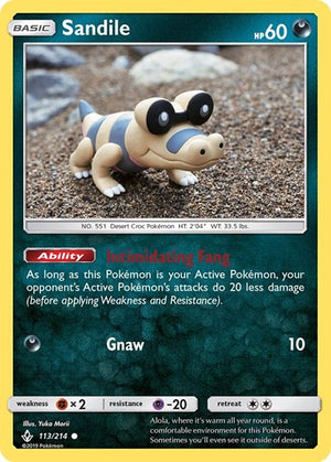 Pokemon TCG - SM - Unbroken Bonds - Sandile - 113/214 - Reverse Holofoil