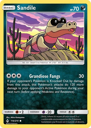 Pokemon TCG - SM - Unbroken Bonds - Sandile - 114/214 - Reverse Holofoil