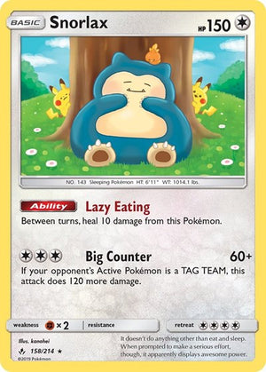 Pokemon TCG - SM - Unbroken Bonds - Snorlax - 158/214 - Holofoil