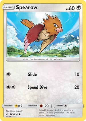 Pokemon TCG - SM - Unbroken Bonds - Spearow - 145/214