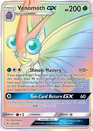 Pokemon TCG - SM - Unbroken Bonds - Venomoth GX - 216/214 - Holofoil