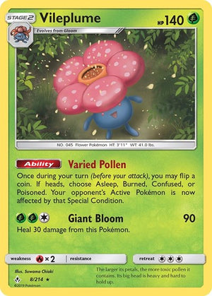 Pokemon TCG - SM - Unbroken Bonds - Vileplume - 8/214 - Reverse Holofoil